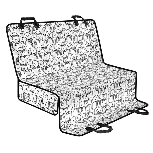 Black And White Snowman Pattern Print Pet Car Back Seat Cover