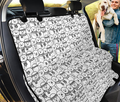 Black And White Snowman Pattern Print Pet Car Back Seat Cover