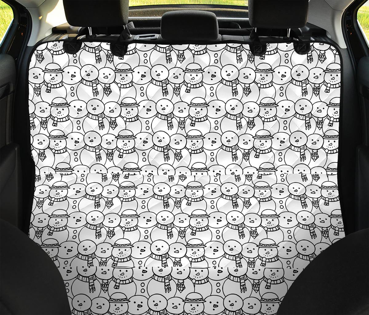 Black And White Snowman Pattern Print Pet Car Back Seat Cover