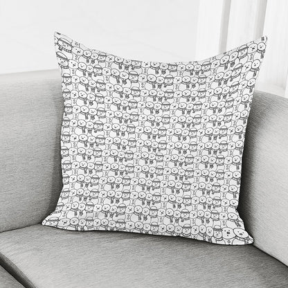 Black And White Snowman Pattern Print Pillow Cover