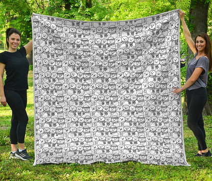 Black And White Snowman Pattern Print Quilt