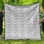 Black And White Snowman Pattern Print Quilt