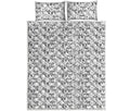 Black And White Snowman Pattern Print Quilt Bed Set