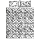 Black And White Snowman Pattern Print Quilt Bed Set