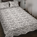 Black And White Snowman Pattern Print Quilt Bed Set