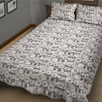 Black And White Snowman Pattern Print Quilt Bed Set