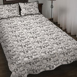 Black And White Snowman Pattern Print Quilt Bed Set