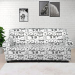 Black And White Snowman Pattern Print Sofa Cover