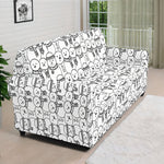 Black And White Snowman Pattern Print Sofa Cover