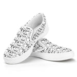 Black And White Snowman Pattern Print White Slip On Shoes