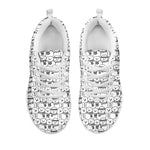 Black And White Snowman Pattern Print White Sneakers