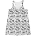 Black And White Snowman Pattern Print Women's Racerback Tank Top
