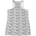 Black And White Snowman Pattern Print Women's Racerback Tank Top