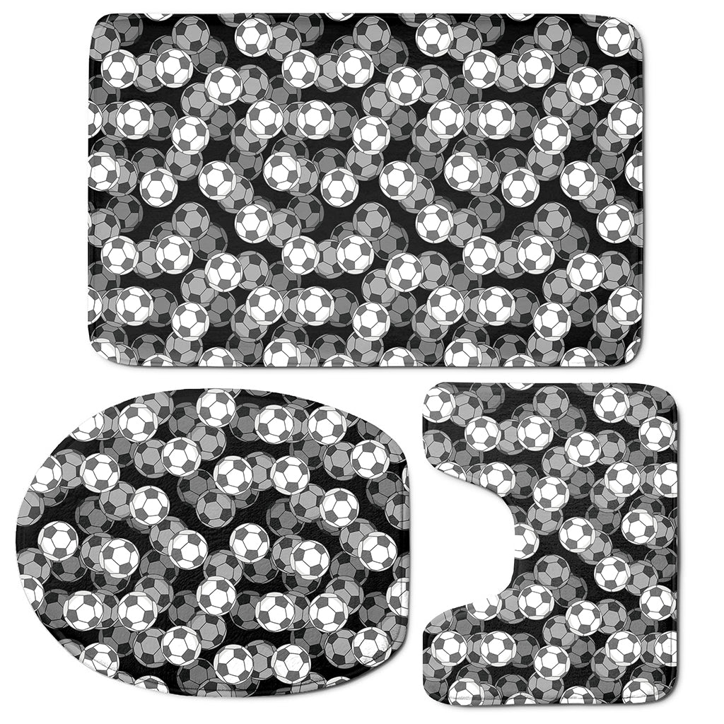 Black And White Soccer Ball Print 3 Piece Bath Mat Set