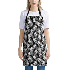 Black And White Soccer Ball Print Apron