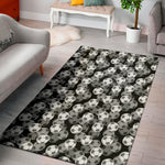 Black And White Soccer Ball Print Area Rug