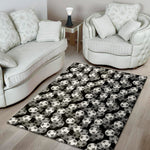 Black And White Soccer Ball Print Area Rug
