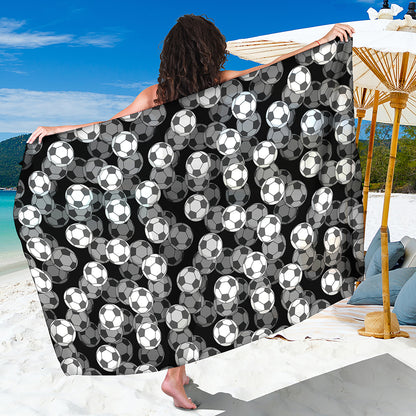 Black And White Soccer Ball Print Beach Sarong Wrap