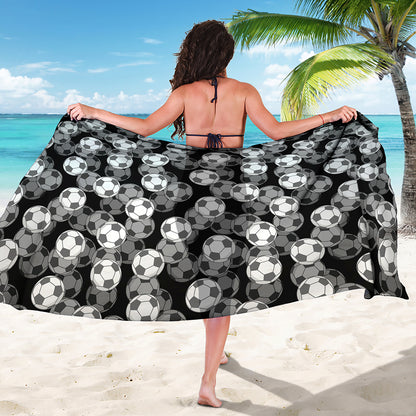 Black And White Soccer Ball Print Beach Sarong Wrap