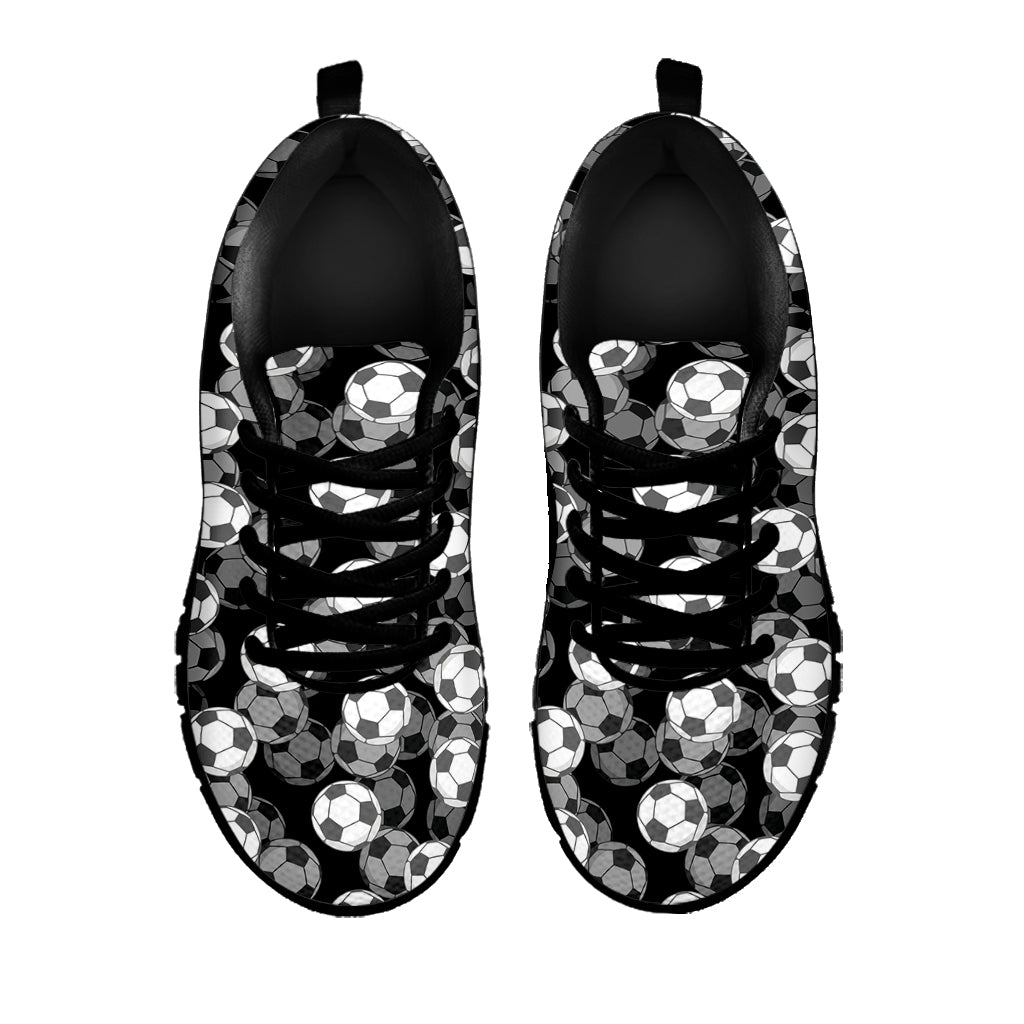 Black And White Soccer Ball Print Black Sneakers