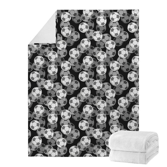 Black And White Soccer Ball Print Blanket
