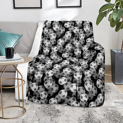 Black And White Soccer Ball Print Blanket