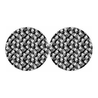 Black And White Soccer Ball Print Car Coasters