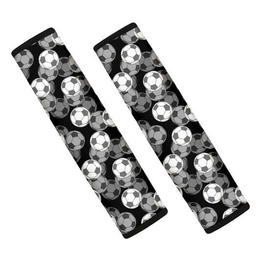 Black And White Soccer Ball Print Car Seat Belt Covers