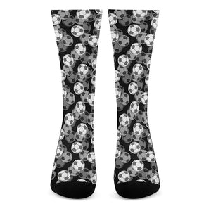 Black And White Soccer Ball Print Crew Socks