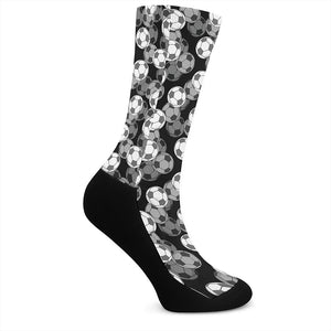 Black And White Soccer Ball Print Crew Socks