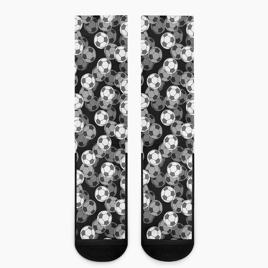 Black And White Soccer Ball Print Crew Socks