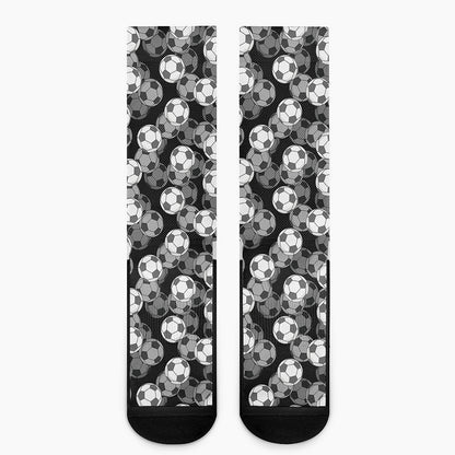 Black And White Soccer Ball Print Crew Socks