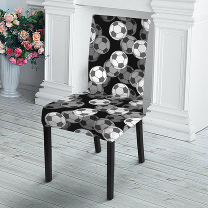 Black And White Soccer Ball Print Dining Chair Slipcover