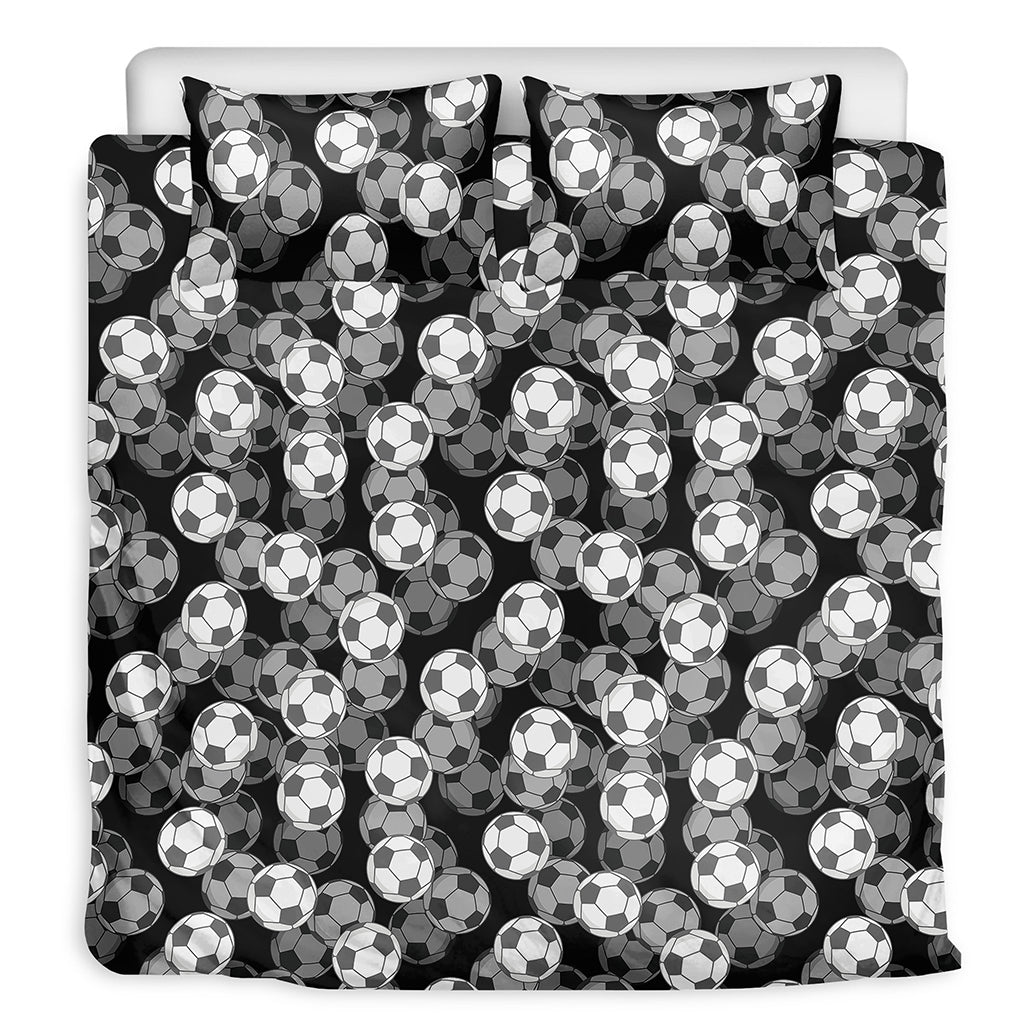 Black And White Soccer Ball Print Duvet Cover Bedding Set