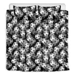 Black And White Soccer Ball Print Duvet Cover Bedding Set