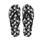 Black And White Soccer Ball Print Flip Flops