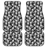 Black And White Soccer Ball Print Front and Back Car Floor Mats