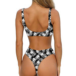 Black And White Soccer Ball Print Front Bow Tie Bikini