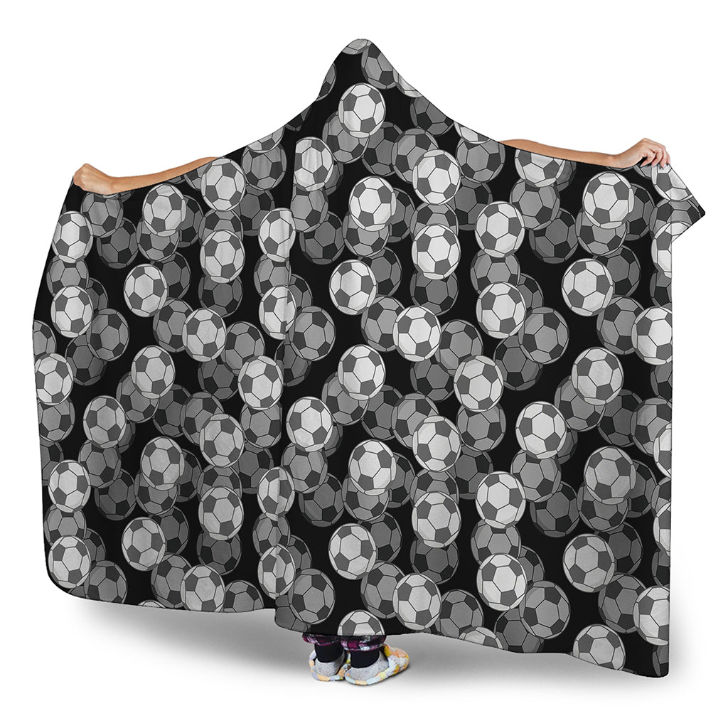 Black And White Soccer Ball Print Hooded Blanket