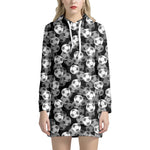 Black And White Soccer Ball Print Hoodie Dress