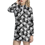 Black And White Soccer Ball Print Hoodie Dress