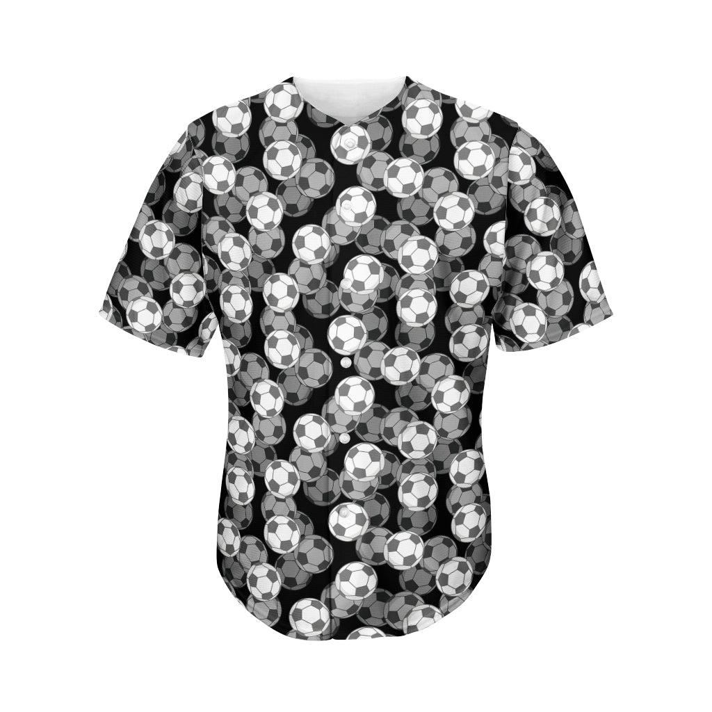 Black And White Soccer Ball Print Men's Baseball Jersey