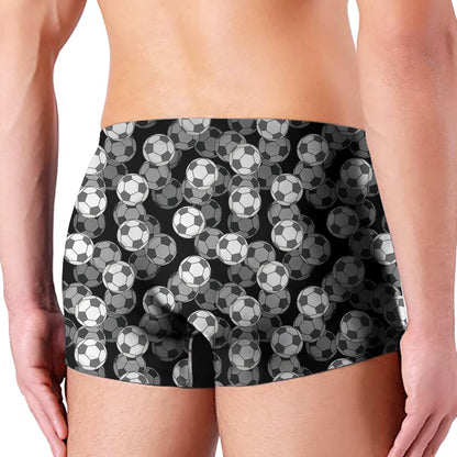Black And White Soccer Ball Print Men's Boxer Briefs