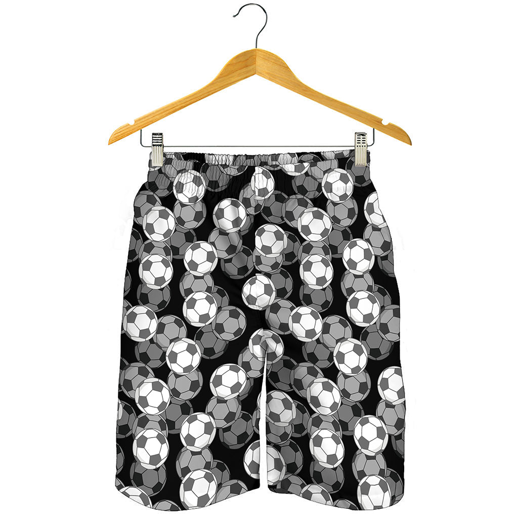 Black And White Soccer Ball Print Men's Shorts