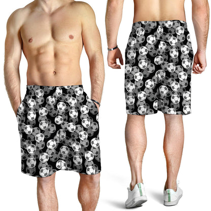 Black And White Soccer Ball Print Men's Shorts