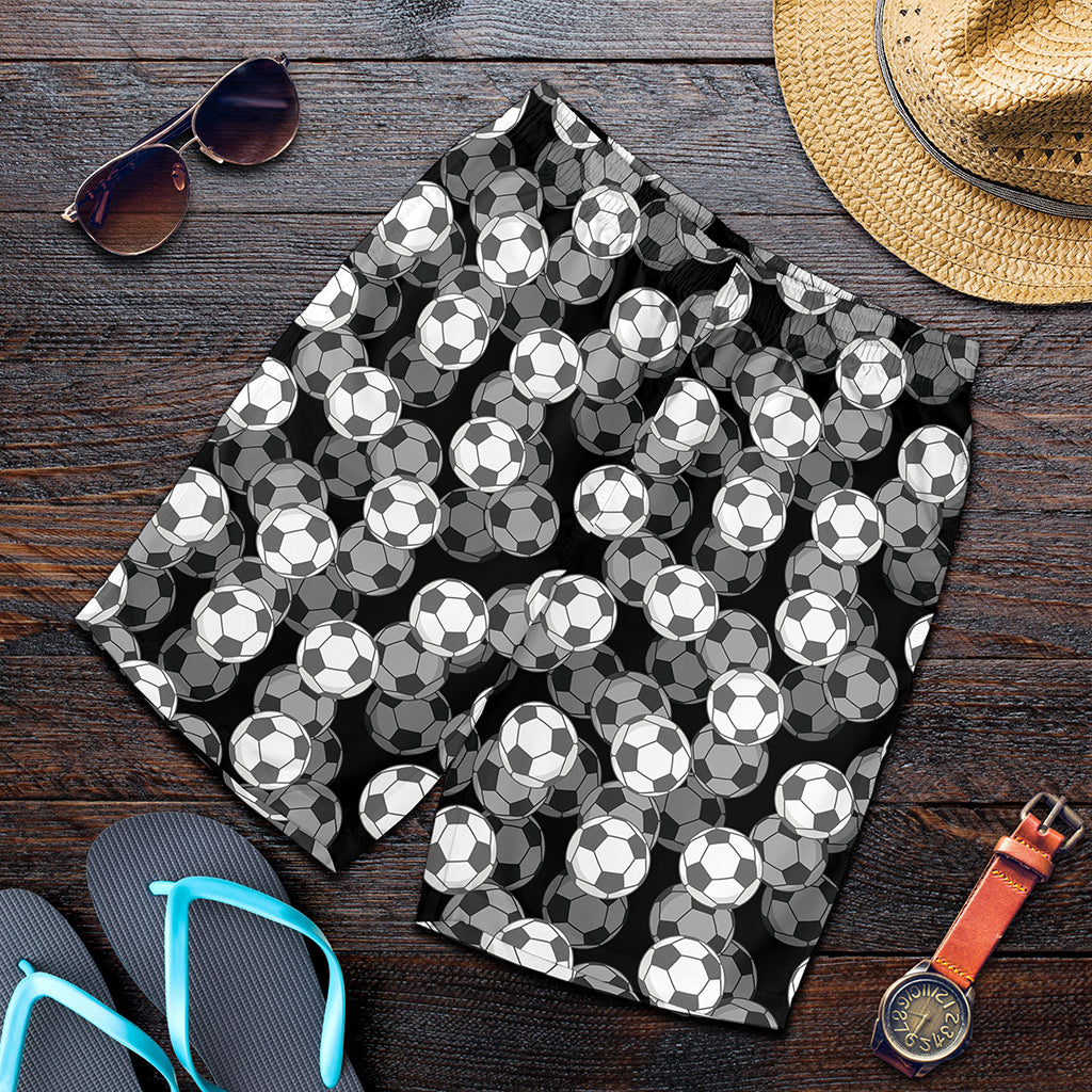 Black And White Soccer Ball Print Men's Shorts