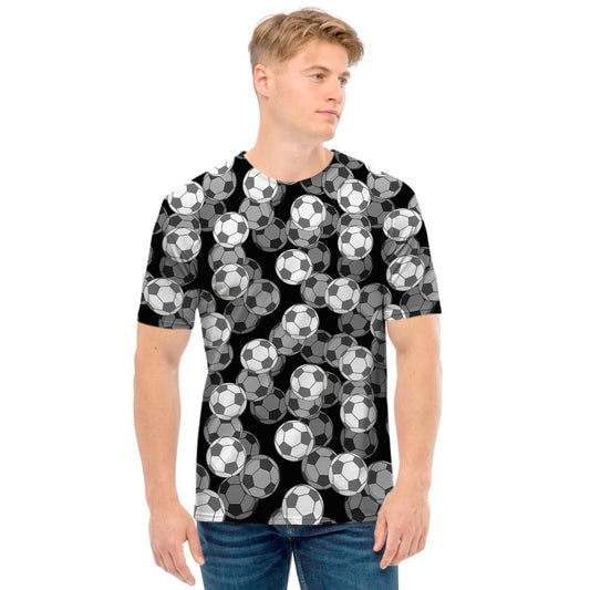 Black And White Soccer Ball Print Men's T-Shirt