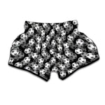 Black And White Soccer Ball Print Muay Thai Boxing Shorts