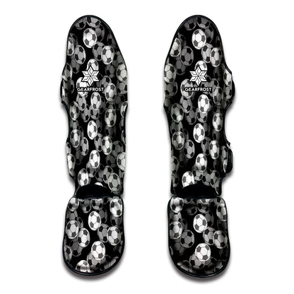 Black And White Soccer Ball Print Muay Thai Shin Guard