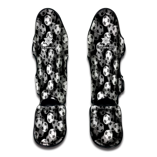 Black And White Soccer Ball Print Muay Thai Shin Guard
